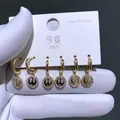 Drei Paar vergoldete Zirkonia-Smiley-Creolen mit Stiften aus 925er Silber im Set - Runder Lächelnder Gesichts Stil (2823)