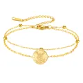 Elegant double-layered gold plated stainless steel bracelet featuring a Saint Michael religious pendant - Double Layer Chain - Saint Michael / Gold