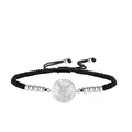 Bracelet en corde tressée noire fait main avec pendentif argenté de Saint Michel - Cordon Tressé - Saint Michel / Argent Onyx Noir