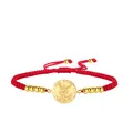 Bracelet tressé rouge fait main avec médaille dorée de Saint Michel et perles dorées - Cordon Tressé - Saint Michel / Or Rouge