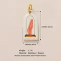 Ciondolo in smalto e acciaio inossidabile con design a fiamma e misure - Corallo Rosa