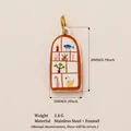Ciondolo in smalto in acciaio inossidabile con disegni colorati di uccelli e cigni - Griglia di Animali