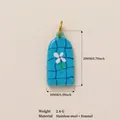 Ciondolo a fiore in smalto blu a scacchi in acciaio inossidabile per gioielli DIY - Fiore a Quadri Blu