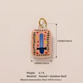 Ciondolo spada in smalto blu fatto a mano con sfondo rosa e anello in acciaio inossidabile - Spada del Cuore