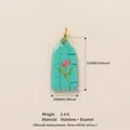 Ciondolo floreale in smalto turchese in acciaio inossidabile, dimensioni 21x10mm, peso 2,6g - Fiore a Quadri Verde
