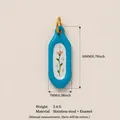 Pendente ovale in smalto blu con motivo floreale e dimensioni per la creazione di gioielli. - Garofano con Bordo Blu
