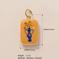 Ciondolo in smalto con motivo di vaso di fiori a cartoni animati in acciaio inossidabile - Vaso Blu