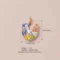 Stainless steel rabbit shield pendant DIY jewelry accessory with colorful enamel - Spotted Rabbit Pendant Only (Without Chain) / 15x12.1mm / Light Pink/Spotted Rabbit
