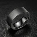 Brushed black stainless steel 8mm men's ring with polished interior - Size 7 / Plain Brushed Style / 8mm / Black