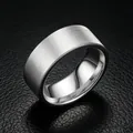 8mm brushed titanium steel ring for men with industrial design style and polished inner - Size 7 / Plain Brushed Style / 8mm / Steel