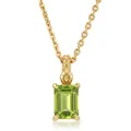Elegante collar de plata S925 dorada con un colgante de peridoto natural talla esmeralda - Colgante Con Cadena / Dorado