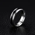 High-quality polished 316 stainless steel ring featuring a stylish black enamel center band - Size 5 / Simple Frosted Style / 6mm / Silver Black