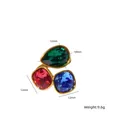 Bague ouverte avec pierres précieuses multicolores en forme de goutte et de carré, or 14K - Or - Couleurs Mixtes 2