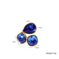 Bague en acier titane plaqué or 14K avec pierres bleues poire et carrées - Or-Bleu Royal