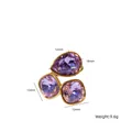 Bague ajustable plaquée or avec pierres violettes facettées en forme de goutte et de carré - Or-Violet