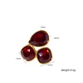Bague dorée 14K avec pierres rouges, détails de la taille et poids du produit - Or - Bordeaux