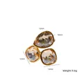 Élégante bague en acier titane plaqué or 14 carats avec pierres en poire et carrées - Or - Champagne
