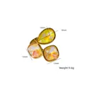 Bague réglable en titane doré de luxe avec pierres colorées en forme de larme et de carré - Or - Jaune Multicolore