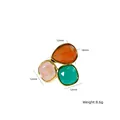 Bague ajustable en titane doré 14K avec pierres naturelles colorées en forme de goutte - Or - Couleurs Mixtes 8
