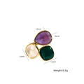 Bague en acier titane plaqué or 14 carats avec pierres naturelles violettes et vertes carrées - Or - Couleurs Mixtes 10