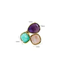 Bague ouverte élégante en acier titane plaqué or 14 carats avec pierres naturelles variées - Or - Couleurs Mixtes 11
