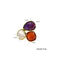 Bague ajustable en acier titane avec pierres naturelles violettes, blanches et orange, or 14K - Or - Couleurs Mixtes 13