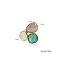 Bague élégante en acier titane doré avec des pierres naturelles colorées en forme de goutte - Or - Couleurs Mixtes 15