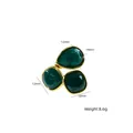 Bague ouverte en acier titane doré avec pierres vertes en forme de goutte et carrées, poids 8,6g - Or - Couleurs Mixtes 16