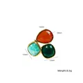 Bague ouverte en acier titane coloré avec pierres naturelles gouttes et carrées, 8,6g. - Or - Couleurs Mixtes 18