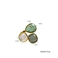 Bague ouverte en acier au titane plaqué or 14K avec diverses pierres naturelles - Or - Couleurs Mixtes 19