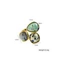 Bague en acier titane plaqué or 14K avec pierres naturelles en forme de goutte et carrée - Or - Couleurs Mixtes 21