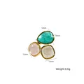 Bague ajustable en pierre naturelle, pierres turquoise, rose et blanche, plaquée or 14K - Or - Couleurs Mixtes 22