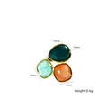 Bague ouverte en acier titane plaqué or 14 carats avec pierres colorées en forme de goutte - Or - Couleurs Mixtes 23