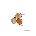 Bague ouverte en acier titane avec pierres naturelles en forme de goutte et carré - Or - Couleurs Mixtes 24