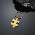 Minimalist gold-plated stainless steel puzzle piece pendant with polished mirror finish - Vertical Puzzle Keychain / Gold