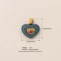 Herzförmiger blauer Katzenanhänger aus Edelstahl mit Goldakzenten für DIY-Schmuck - Stil 1 Siamkatze