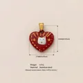 Roter herzförmiger Edelstahl-Anhänger mit Katzenmotiv und Maßen für DIY-Schmuck - Stil 6 Weiße Katze