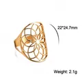 Eleganter goldener Ring aus Edelstahl mit aufwendigem hohlem geometrischem Mandala - Einstellbar Offen / Großer ovaler Hohlstil / Gold