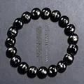 Bracciale in iperstene naturale con riflessi dorati, gioielli in pietra nera - 11-12mm (Circa 17 perle) / Nero