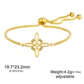 Adjustable gold stainless steel witch's knot box chain bracelet for women and men - Box Chain with Beads / Gold