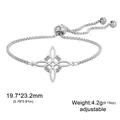 Silver stainless steel witch's knot bracelet with adjustable box chain and charms. - Box Chain with Beads / Steel