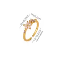 Close-up of 18K gold plated flower ring with pink zircons and size annotations - Zirconia Flower Pink Purple Style (G5139929)