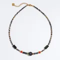 Close-up of vintage natural stone beaded necklace with mixed gemstone accents - Style 25 (Necklace)