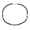 Collana punk fatta a mano con pietre naturali nere e accenti blu marmorizzati - Diaspro a Macchie Blu
