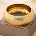 Minimalist thick gold bangle with elegant matte textured finish for women jewelry - Sandblasted Matte Style (S16-4-03-1) / Gold