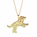 Gold-colored stainless steel wolf pendant necklace with intricate landscape engraving - Gold