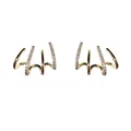 Shining gold-plated four-claw cuff earrings with elegant micro-set zircon stones - Gold