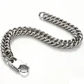 Hochwertige kubanische Gliederkette aus Titanstahl mit einem polierten Silberfinish - 80cm / Doppelt Gewebter Quadratverschluss / 5mm / Silber