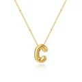 Elegante vergulde 3D bubble letter C hanger ketting met een verfijnde bolletjesketting - Letter C