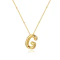 Shiny gold plated bubble letter G pendant necklace featuring a trendy balloon design - Letter G